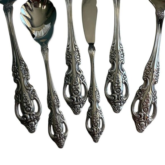 6 Pc Serving Set SSS Oneida Pembrooke Renoir Stainless Flatware Vintage - Picture 2 of 10